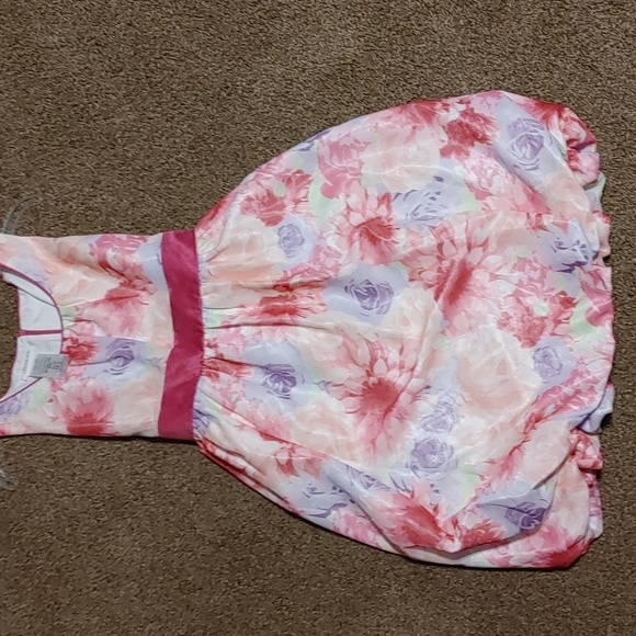 Bonnie Jean Floral Chiffon Dress Girls 18 1/2 With Pink Cardigan Party Ribbon - Picture 5 of 8